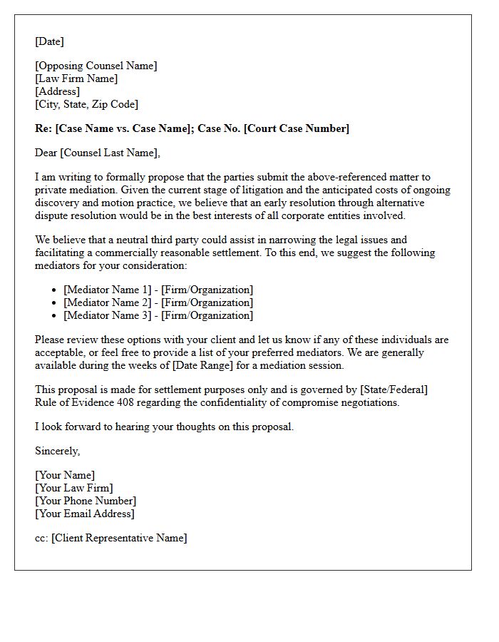 Corporate Litigation Mediation Referral Letter