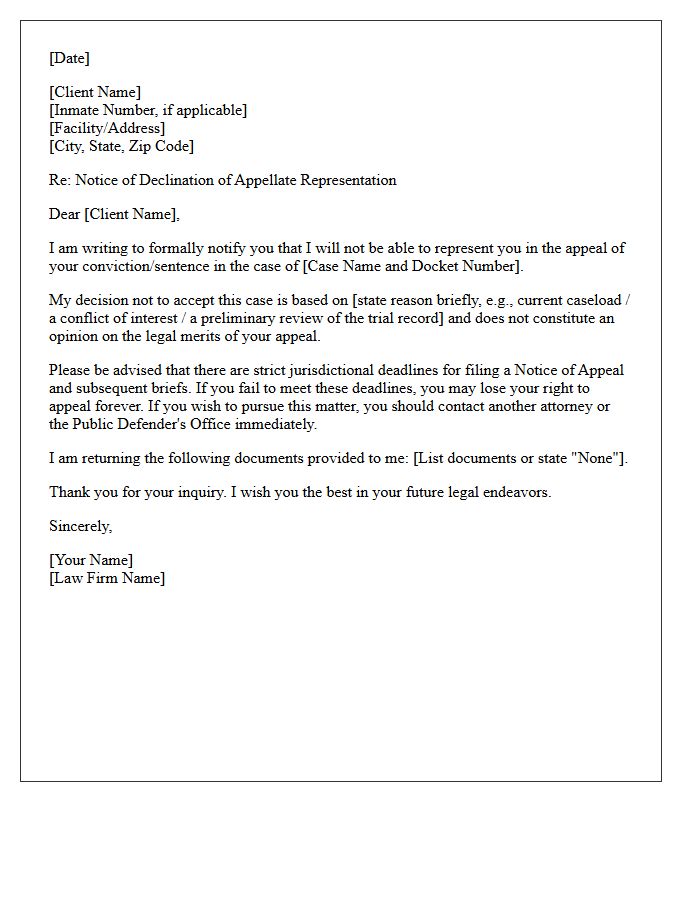 Appellate Counsel Declination Letter