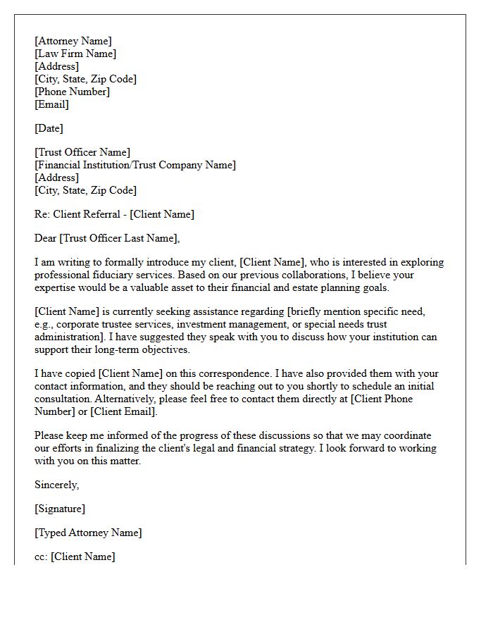 Attorney To Trust Officer General Client Referral Letter