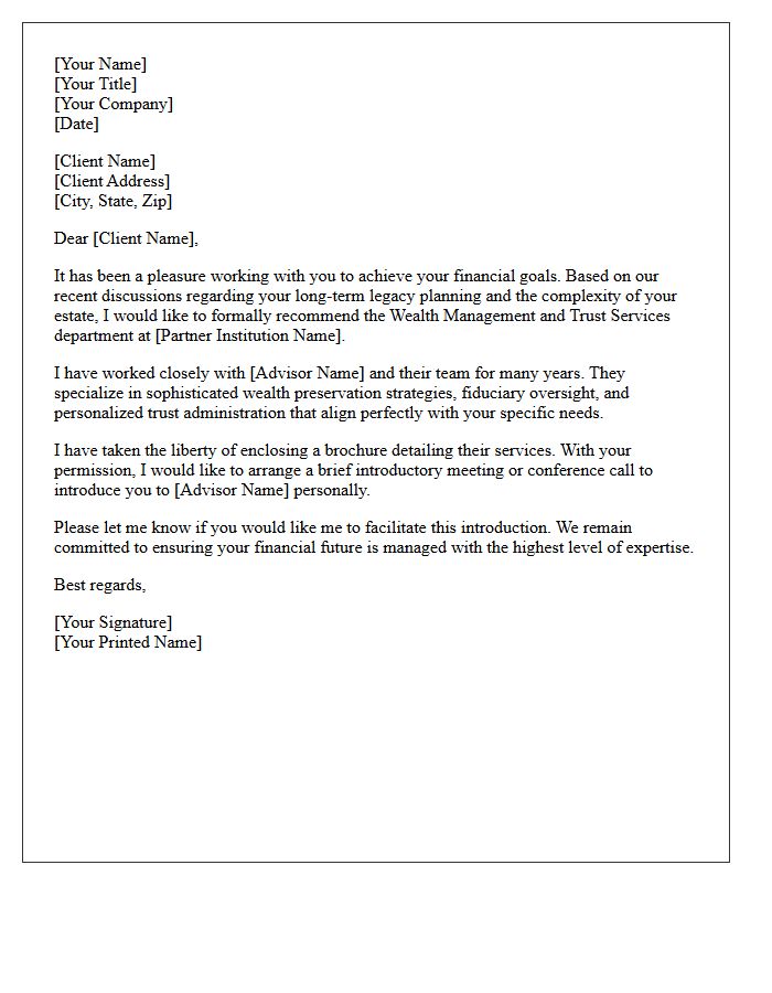 Client Wealth Management And Trust Services Referral Letter