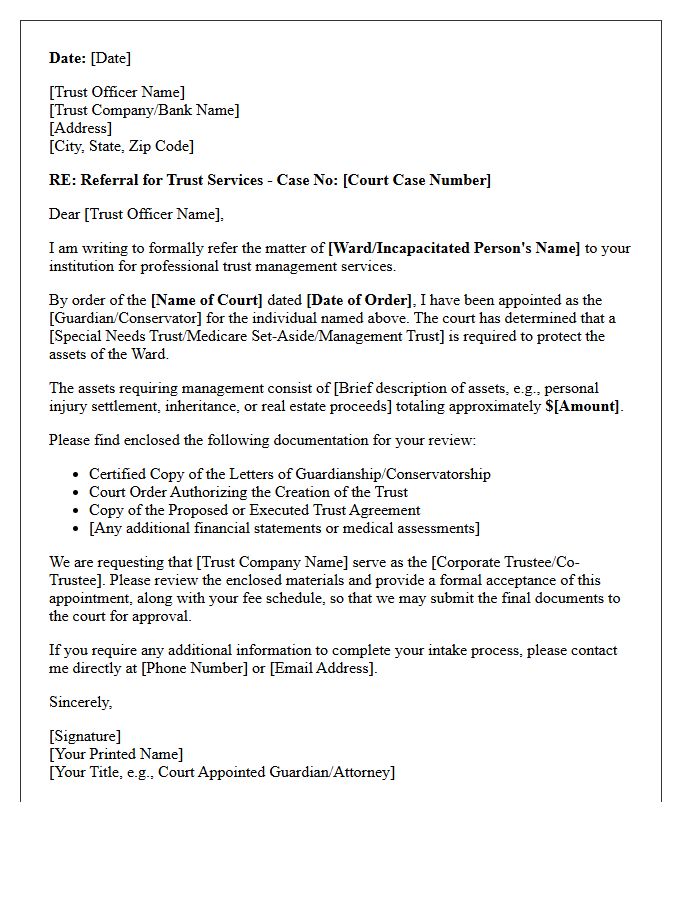 Court Appointed Guardianship Trust Officer Referral Letter