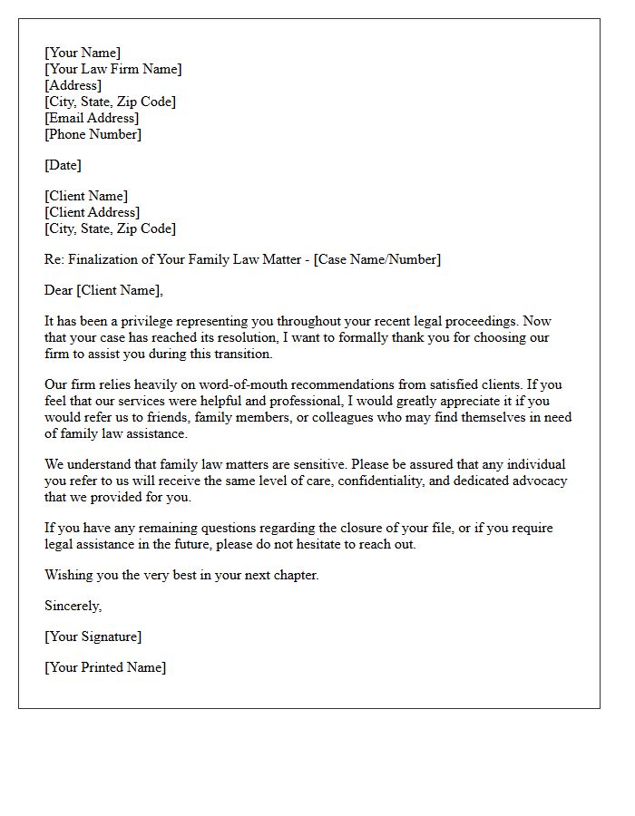 Family Law Post-Resolution Referral Request Letter
