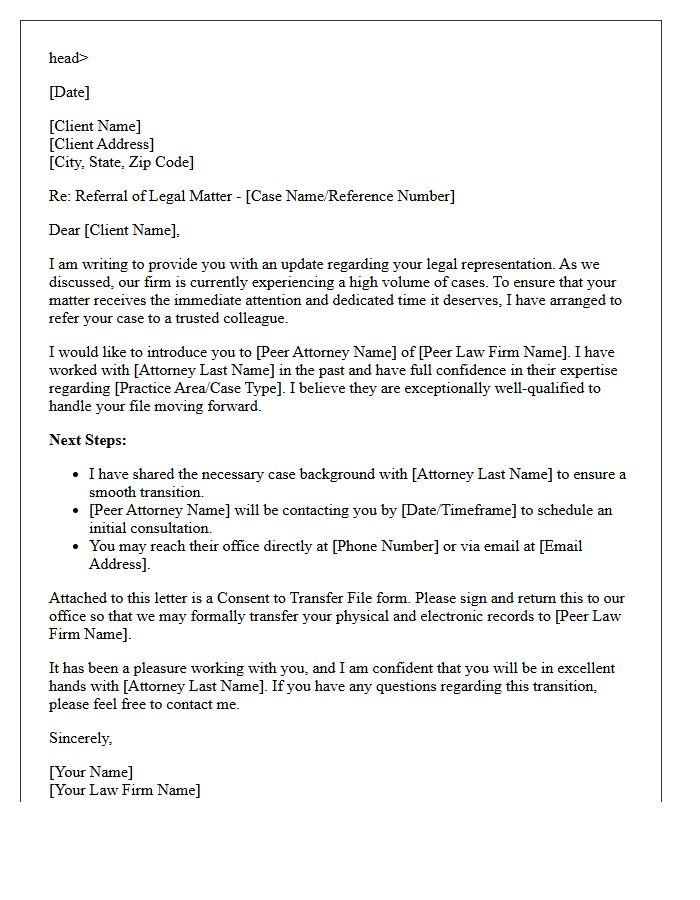 Caseload Overflow Peer Attorney Introduction and Referral Letter