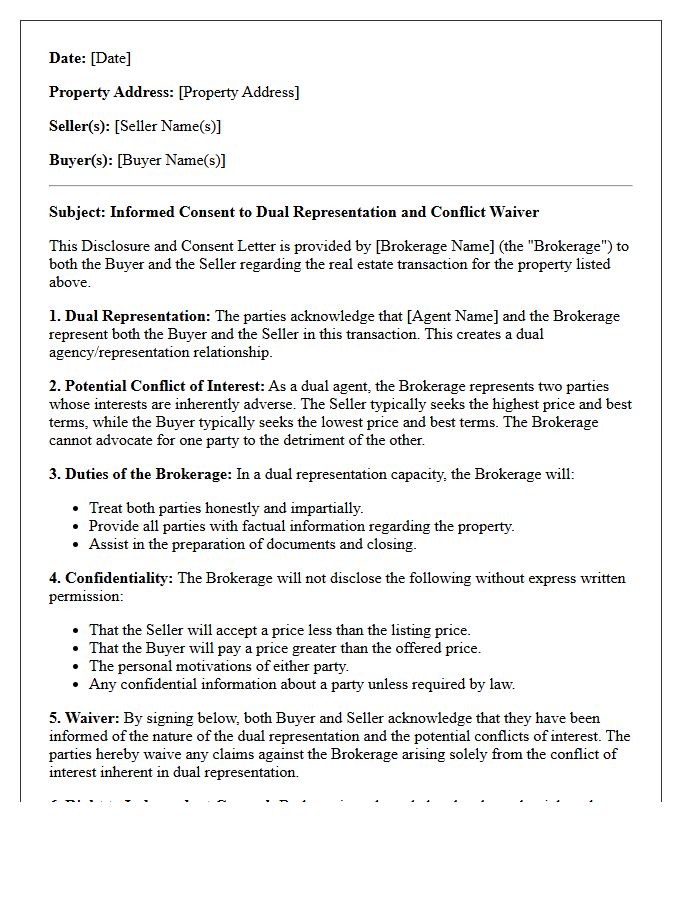 Informed Consent Buyer And Seller Dual Representation Conflict Waiver Letter
