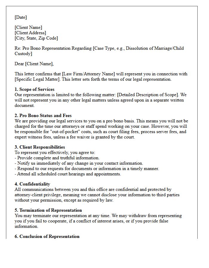 Family Law Pro Bono Engagement Letter