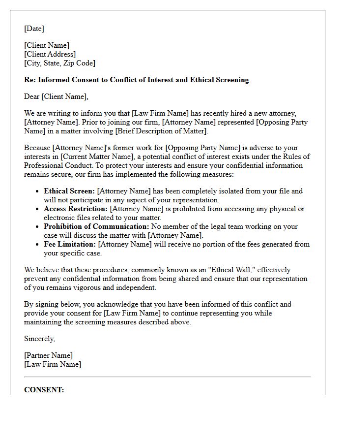 Current Client Screened Attorney Consent Letter