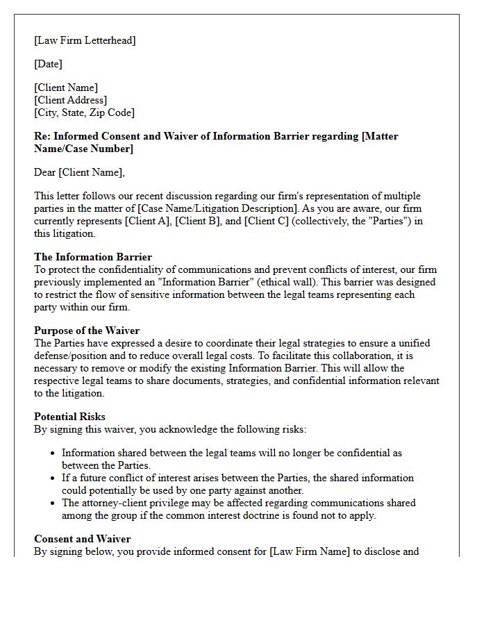 Multi-Party Litigation Information Barrier Waiver Letter