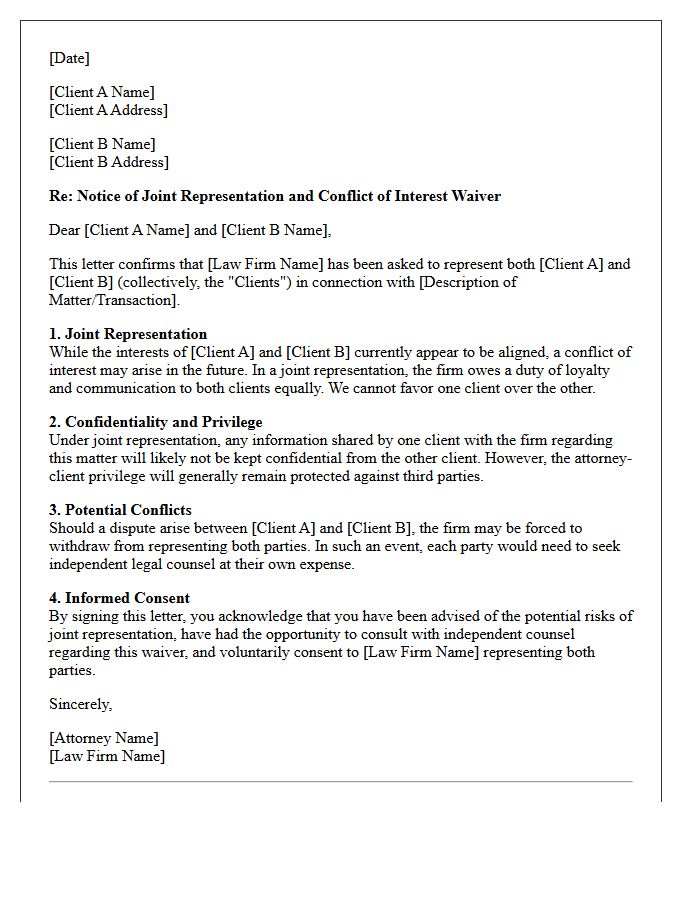 Joint Representation Conflict Waiver Letter