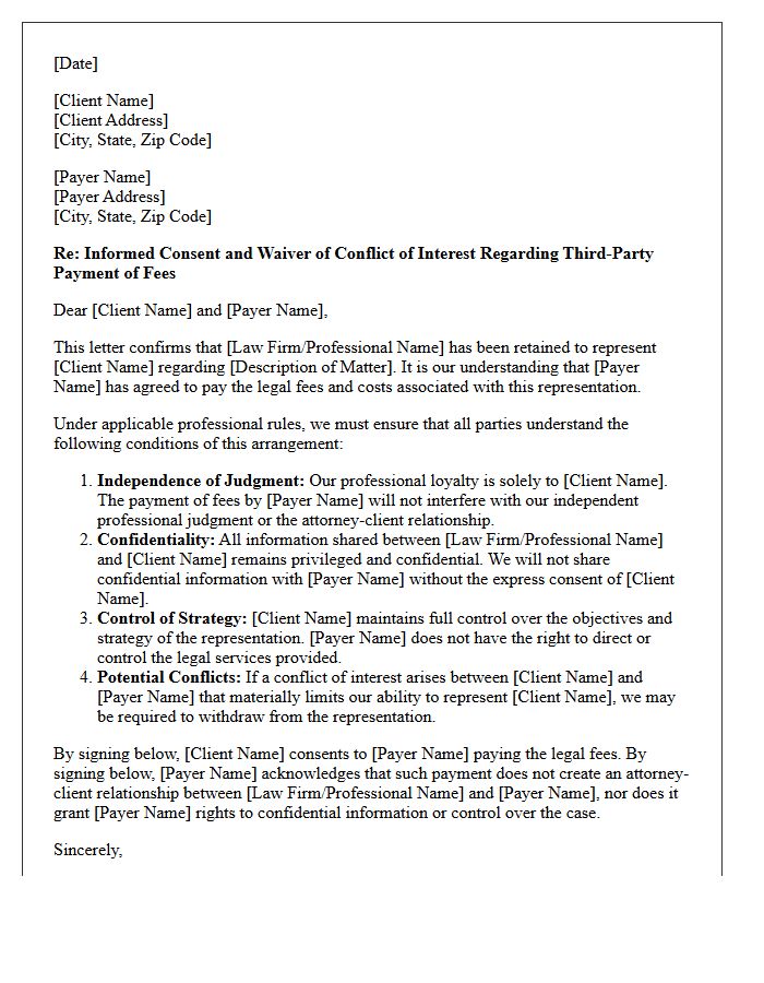 Third-Party Payer Conflict Waiver Letter