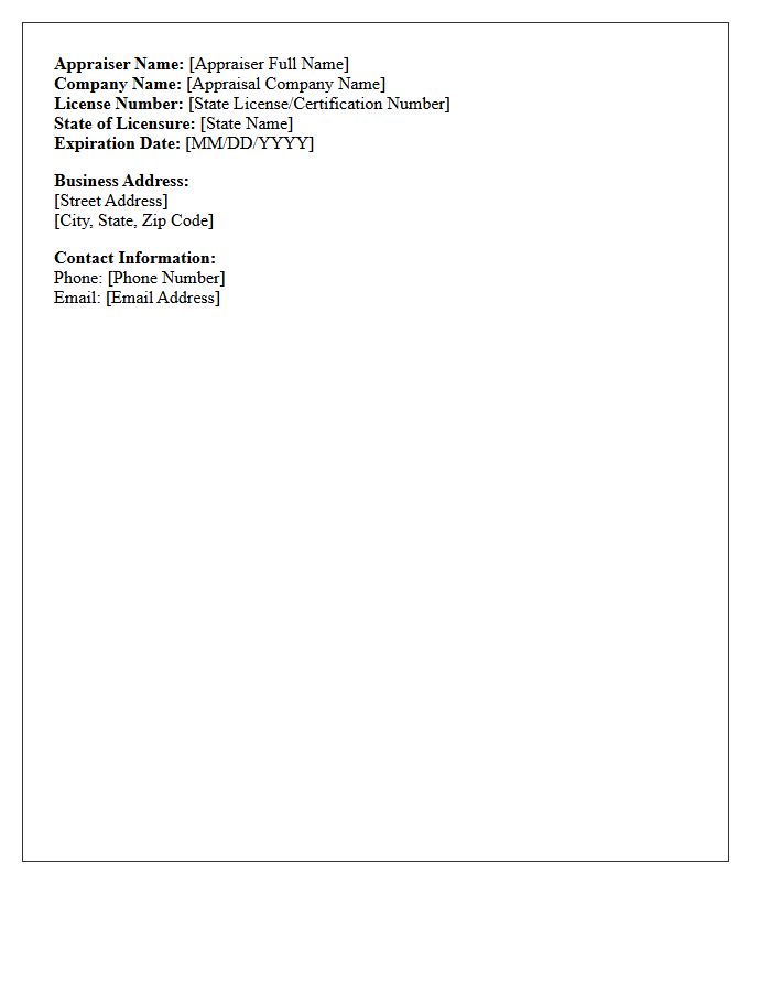 Recipient Appraiser Information Letter Block