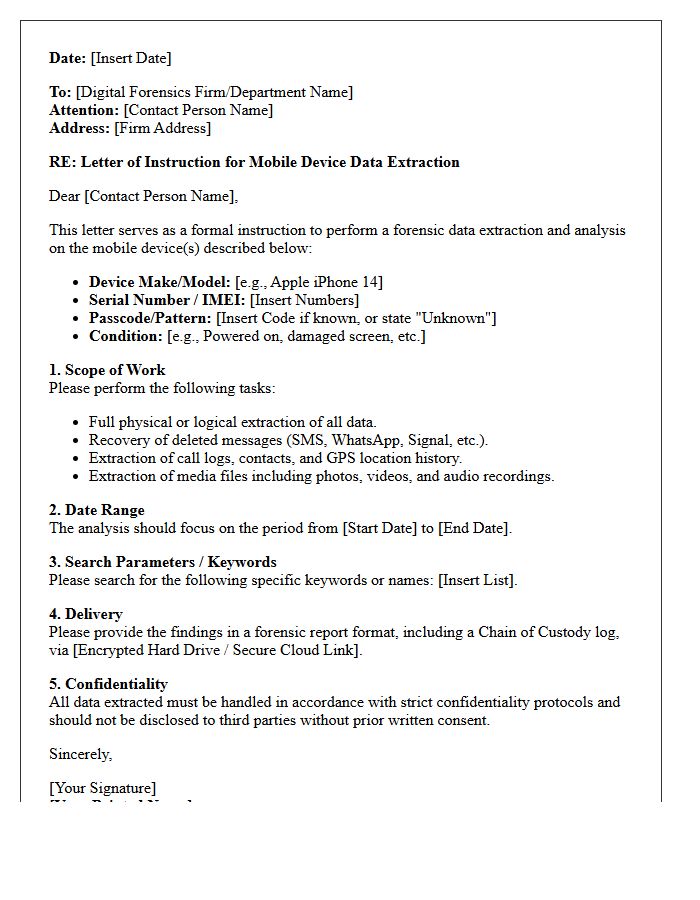 Letter of Instruction for Mobile Device Data Extraction