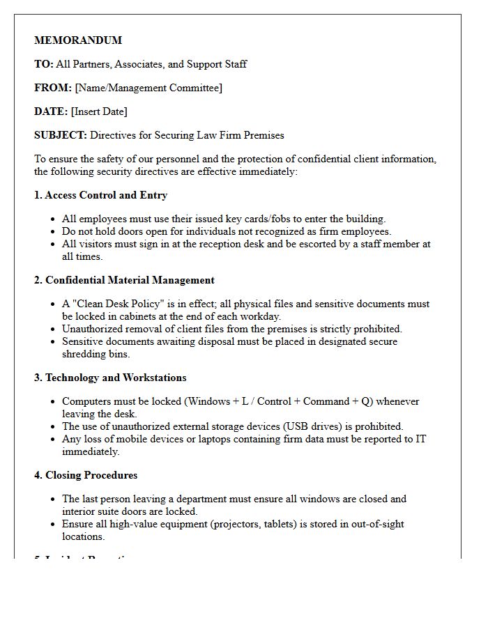 Directives For Securing Law Firm Premises