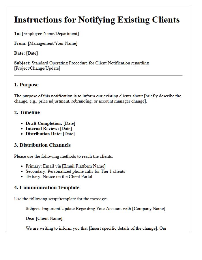 Instructions For Notification Of Existing Clients