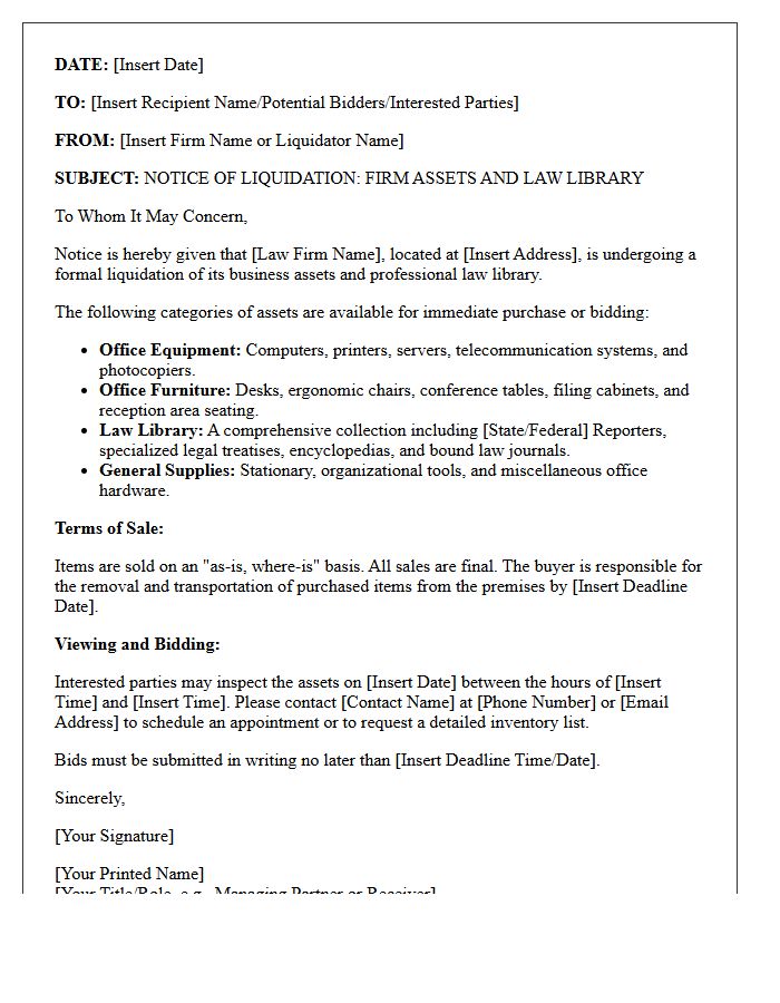 Liquidation Of Firm Assets And Law Library