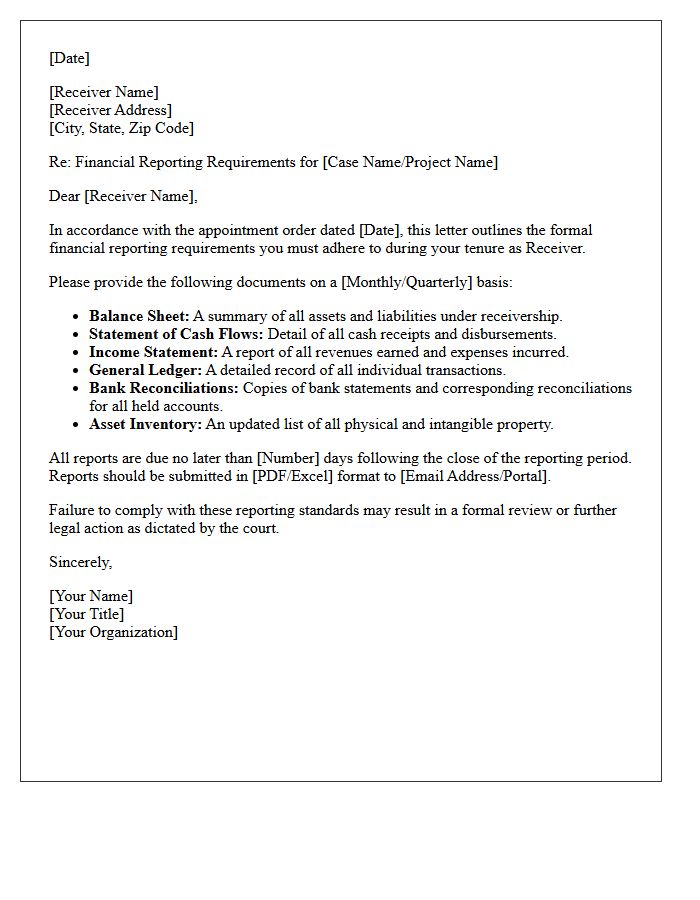 Requirements For Receiver Financial Reporting