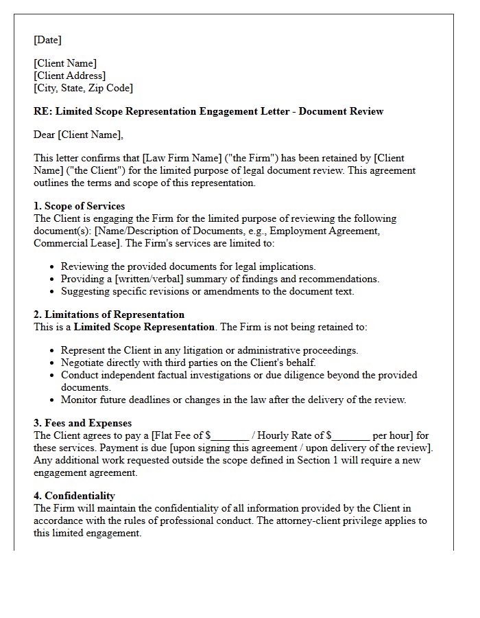 Document Review Limited Scope Representation Engagement Letter