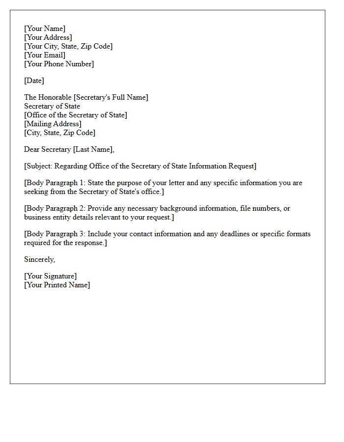 Addressee and Secretary of State Information