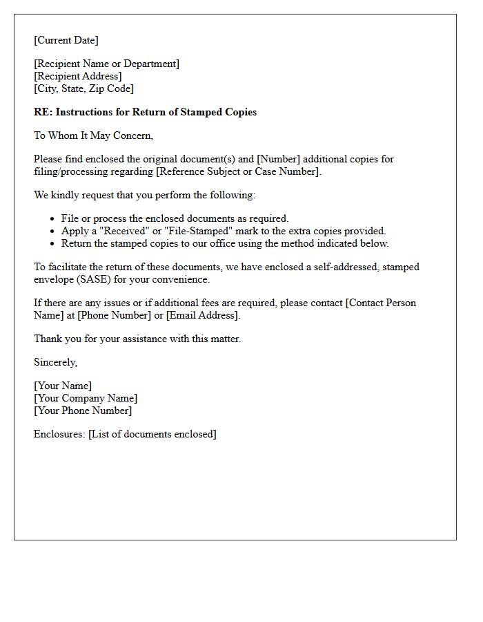 Instructions for Return of Stamped Copies