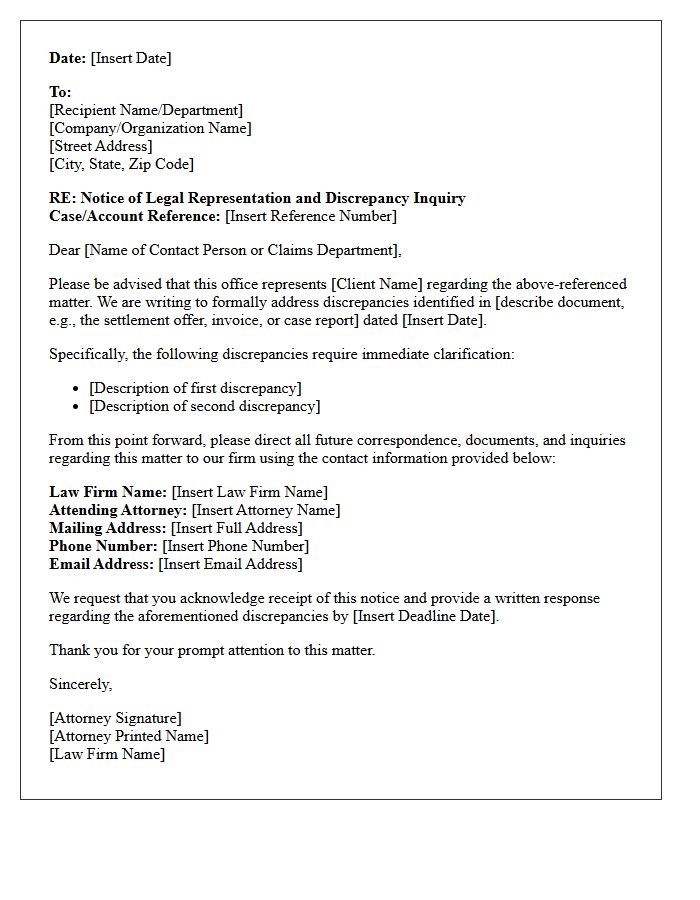 Law Firm Contact Information for Discrepancies