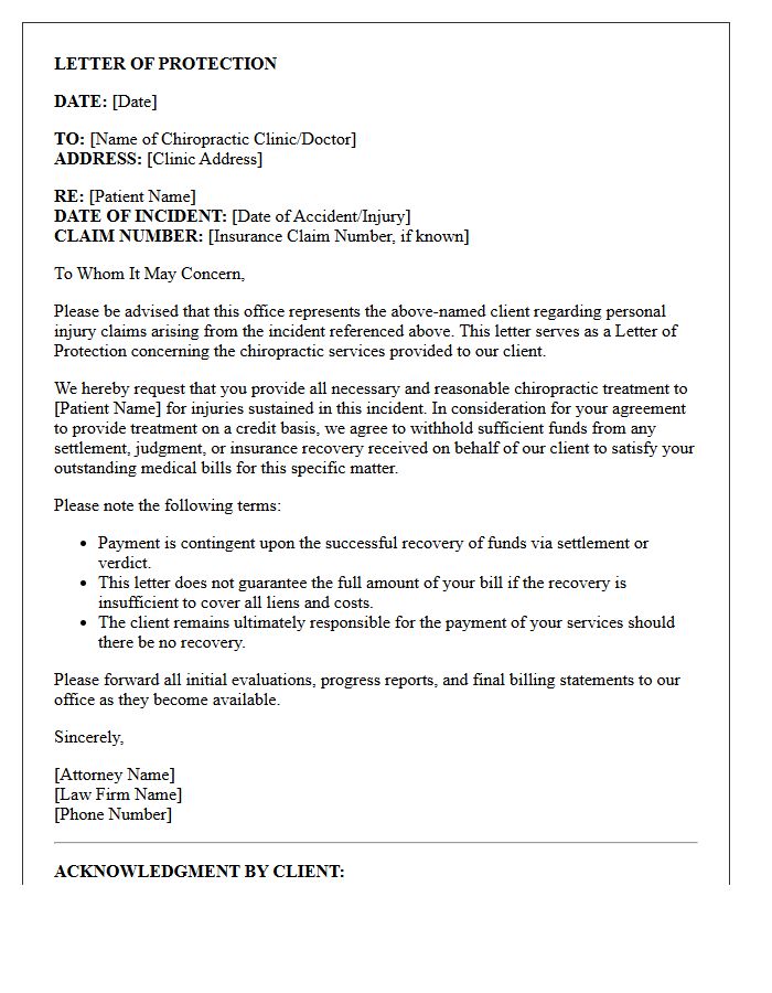 Chiropractic Treatment Letter of Protection