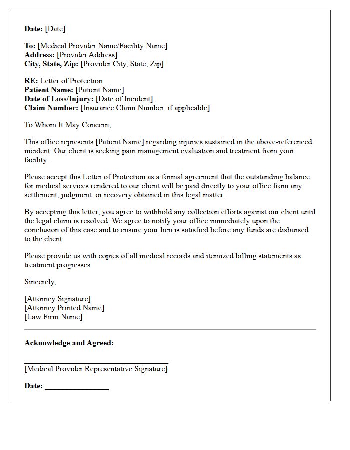 Pain Management Letter of Protection