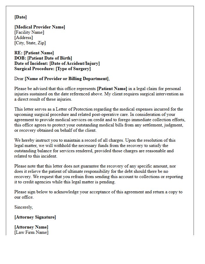 Surgical Intervention Letter of Protection