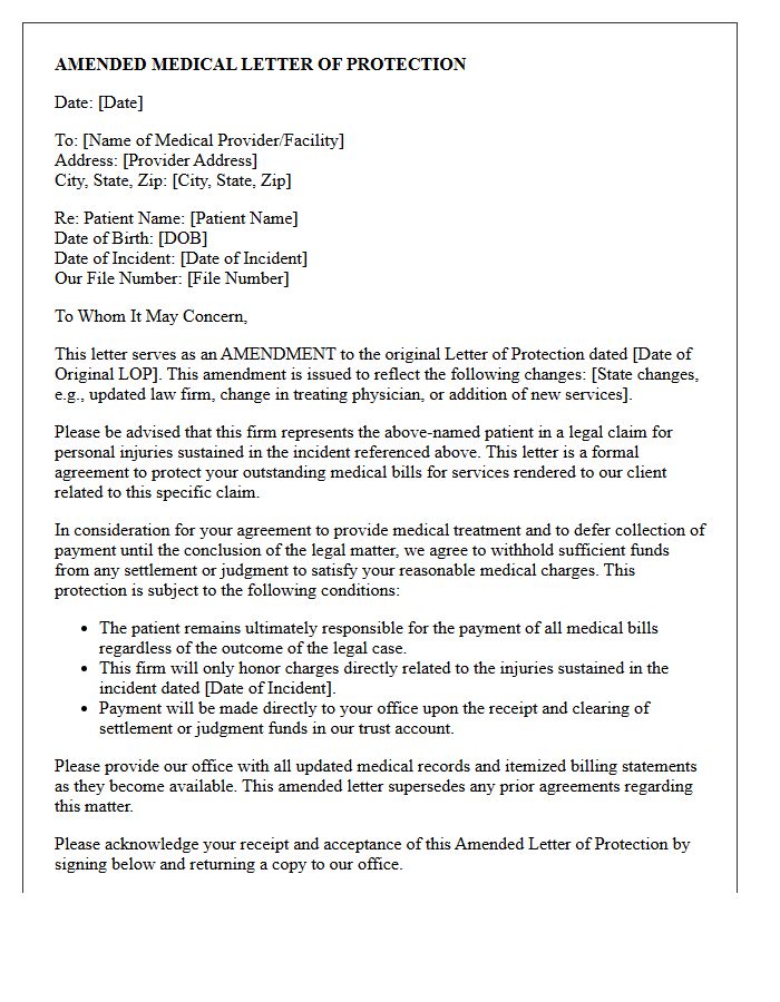 Amended Medical Letter of Protection