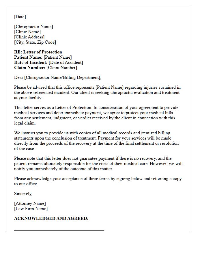 Initial Chiropractic Treatment Letter of Protection