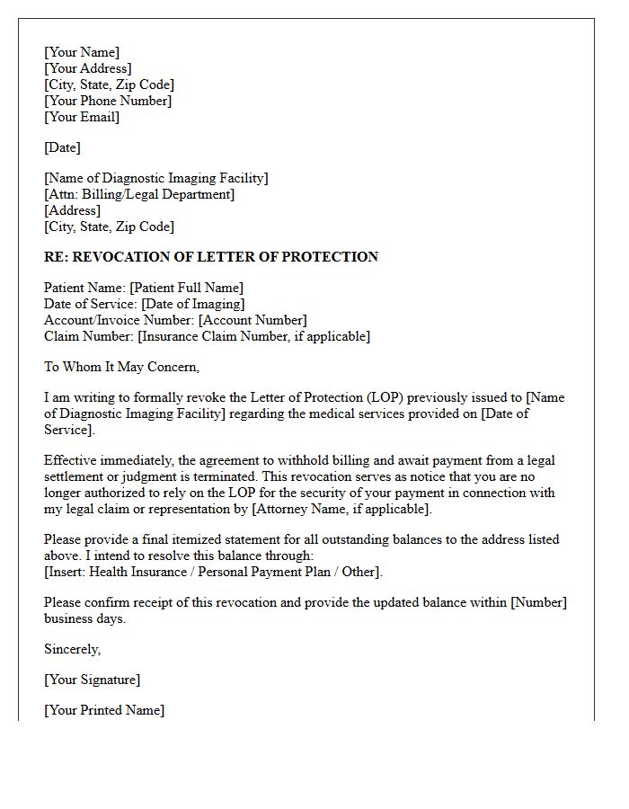 Revocation of Diagnostic Imaging Letter of Protection