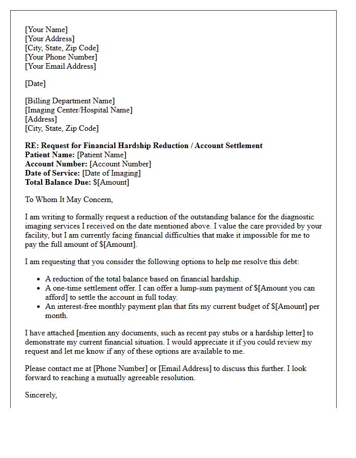 Diagnostic Imaging Balance Reduction Request Letter