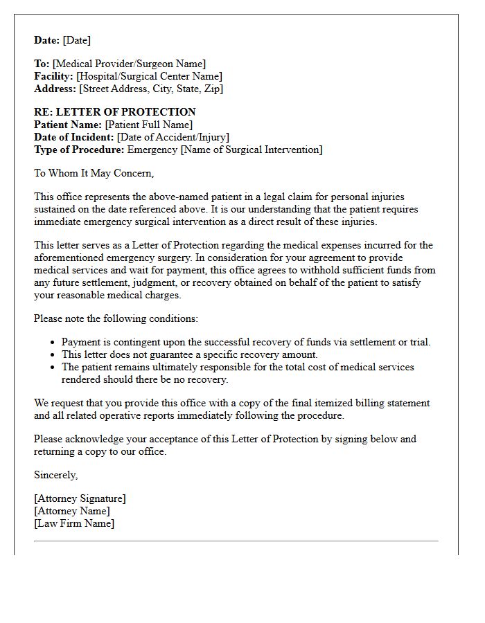 Emergency Surgical Intervention Letter of Protection