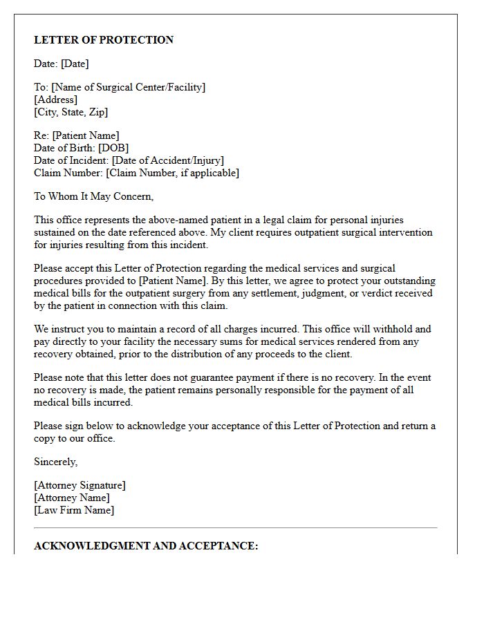 Outpatient Surgical Intervention Letter of Protection