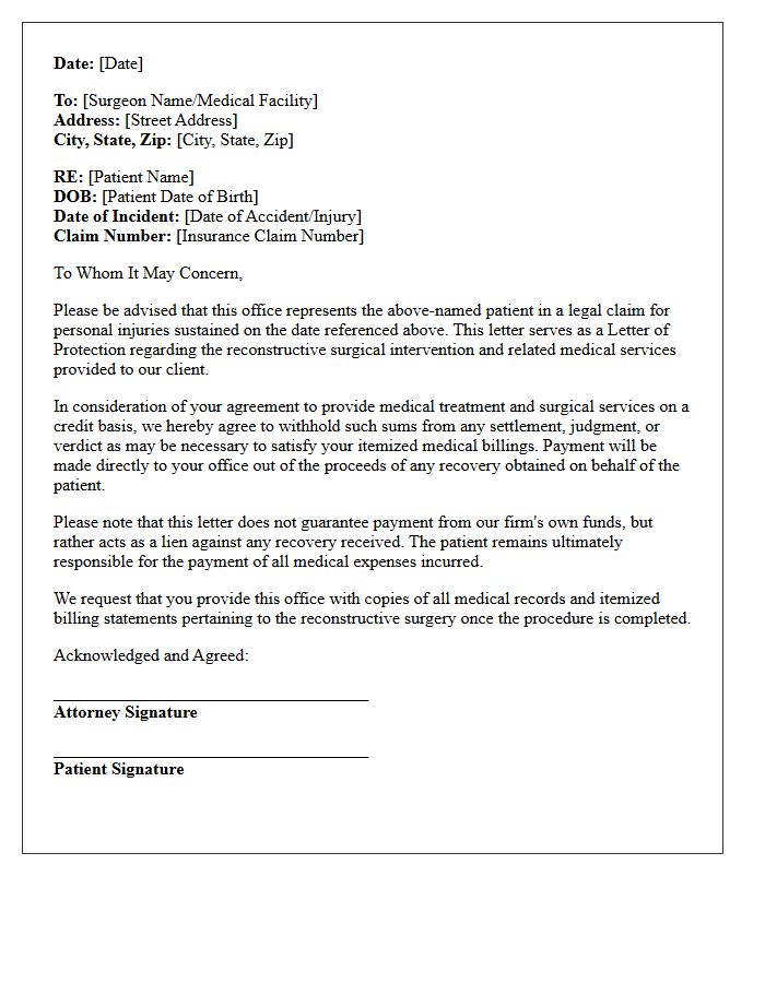 Reconstructive Surgical Intervention Letter of Protection
