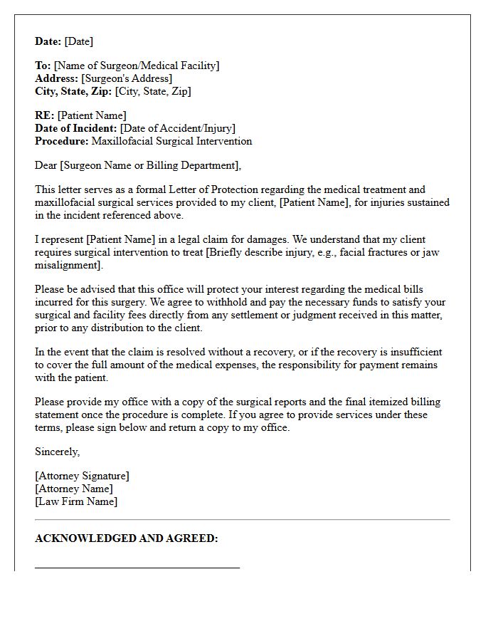 Maxillofacial Surgical Intervention Letter of Protection