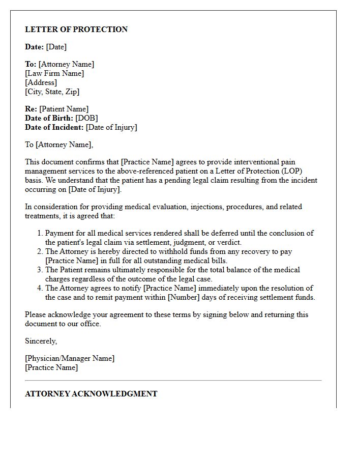 Interventional Pain Management Letter of Protection