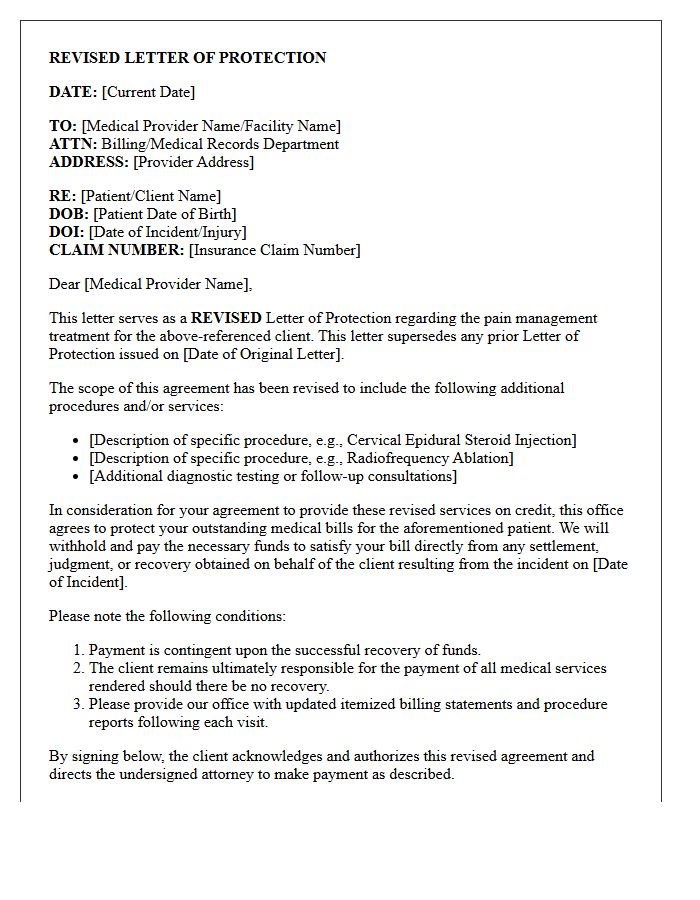 Revised Scope Pain Management Letter of Protection