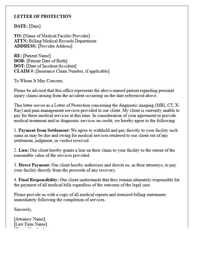 Diagnostic Imaging and Pain Management Letter of Protection