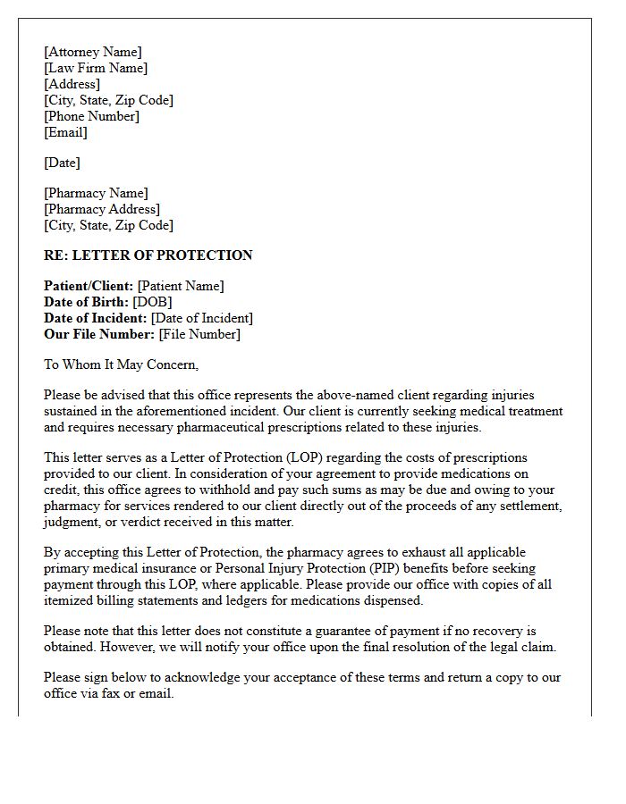 Initial Pharmacy Letter of Protection Issuance Letter