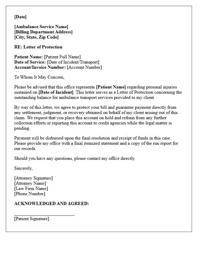 Ambulance Transport Services Letter of Protection