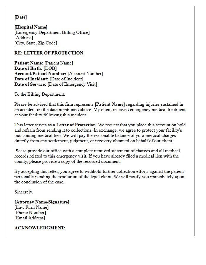 Hospital Emergency Department Letter of Protection