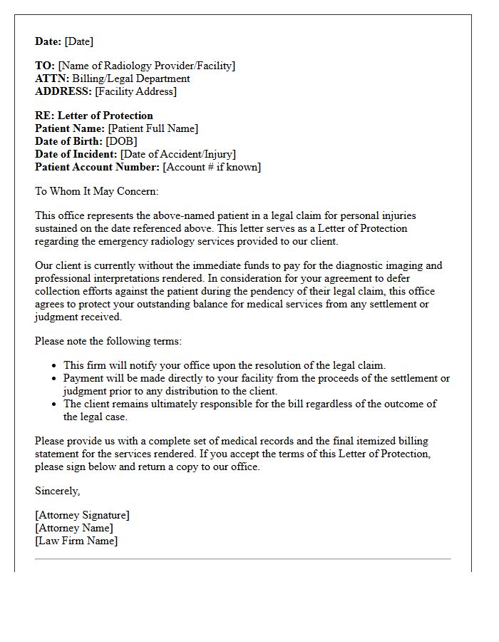 Emergency Radiology Services Letter of Protection