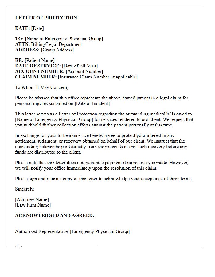 Emergency Physician Group Letter of Protection