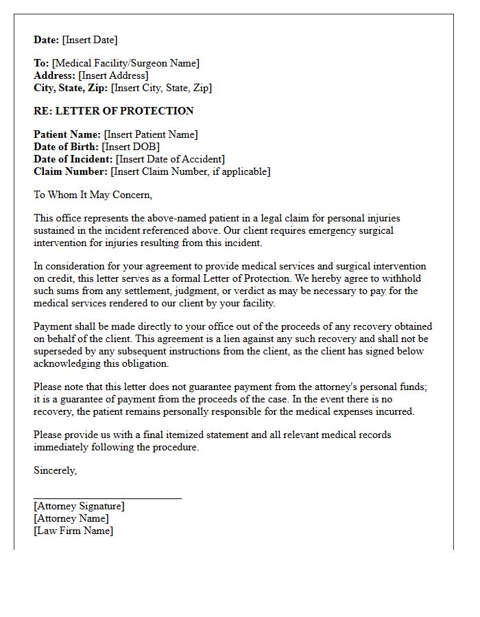 Emergency Surgical Intervention Letter of Protection