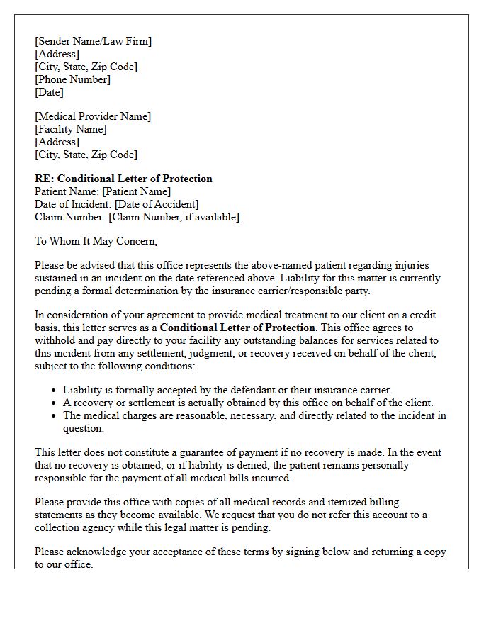 Conditional Letter of Protection Pending Liability Acceptance