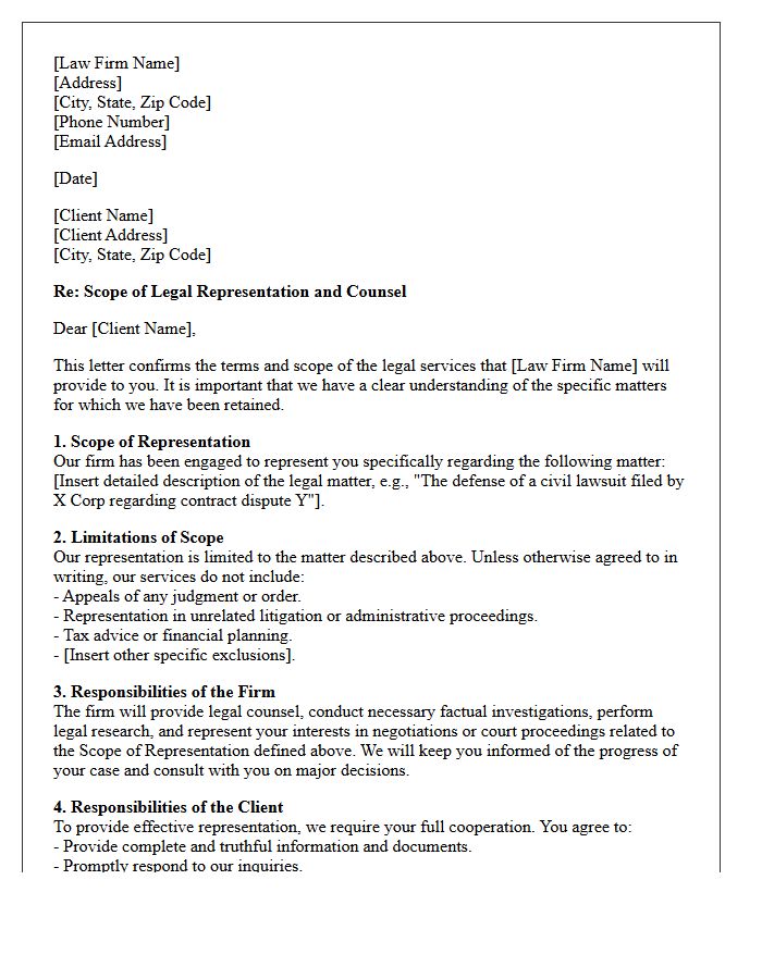 Scope Of Law Firm Representation And Counsel