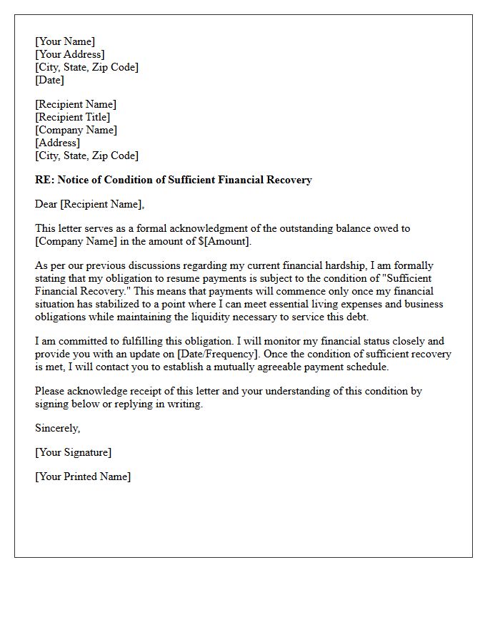 Condition Of Sufficient Financial Recovery For Payment