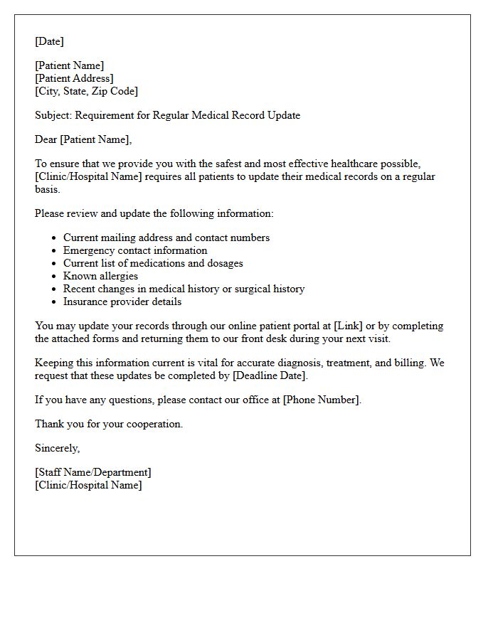 Requirement For Regular Medical Record Updates