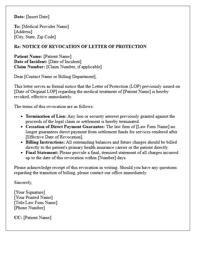 Revocation Terms For The Letter Of Protection