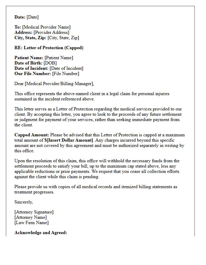 Capped Medical Treatment Letter of Protection