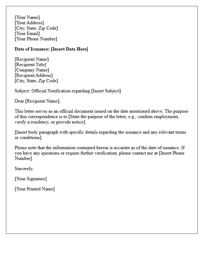 Date of Letter Issuance